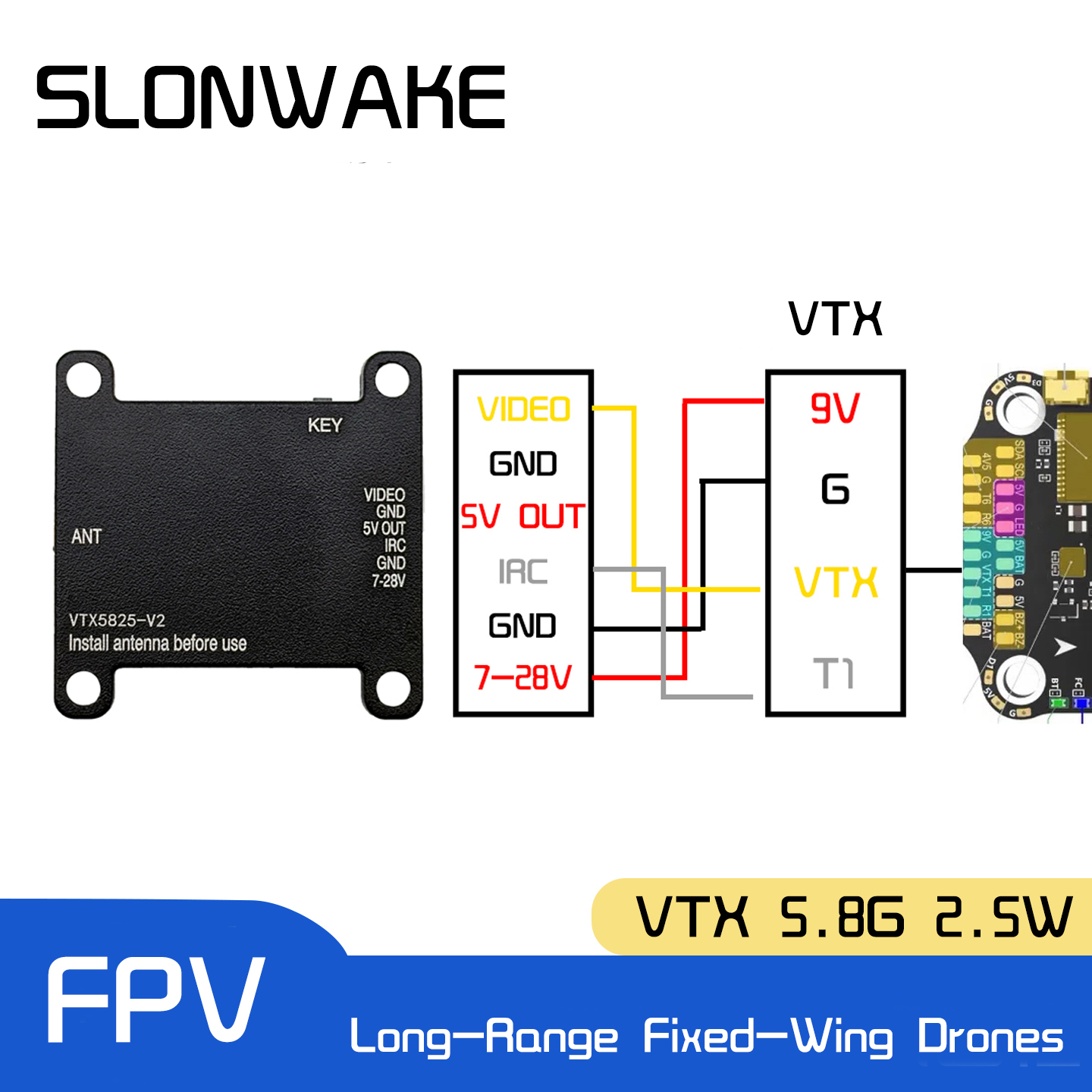 SLONWAKE 5.8G 48CH FPV Transmi - Drone Racing Vtx ulasan dan harga