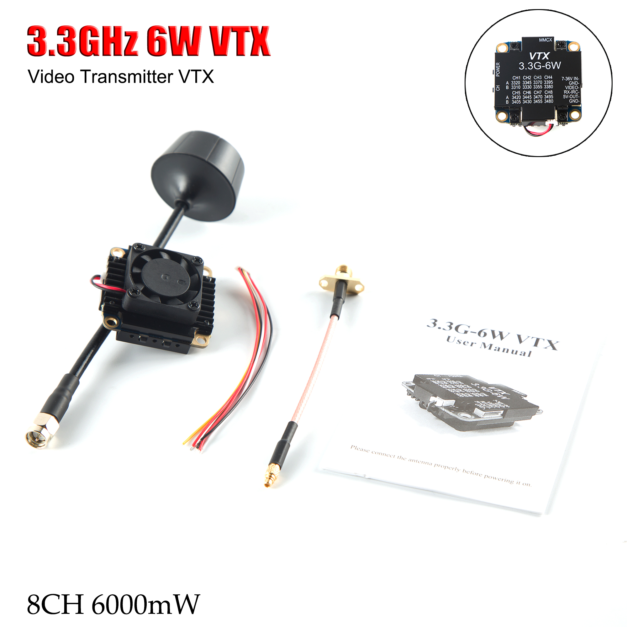 FPV Video Transmitter 3.3G 6W  - Drone Racing Vtx ulasan dan harga