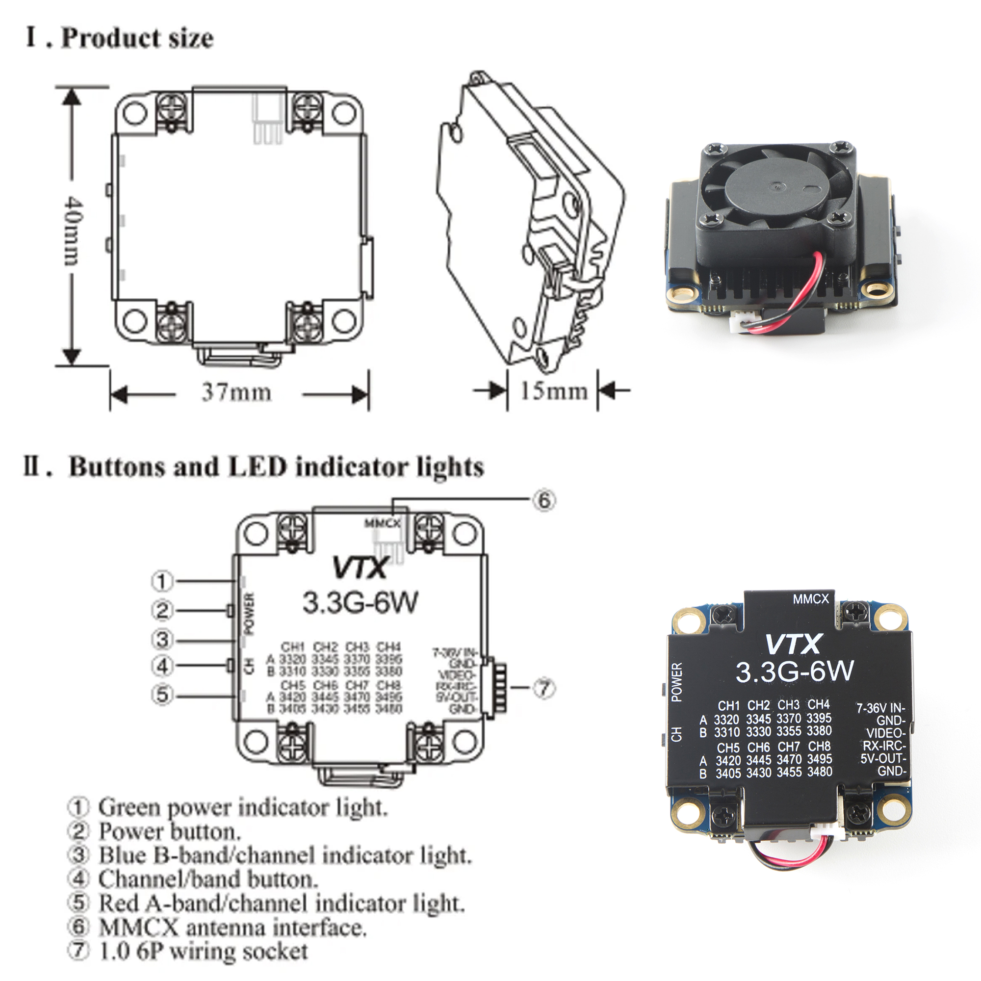 FPV Video Transmitter 3.3G 6W  - Drone Racing Vtx ulasan dan harga